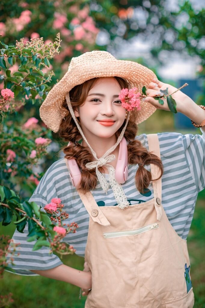 woman, nature, beautiful flowers, flowers, garden, portrait, flower background, flower wallpaper, female, girl